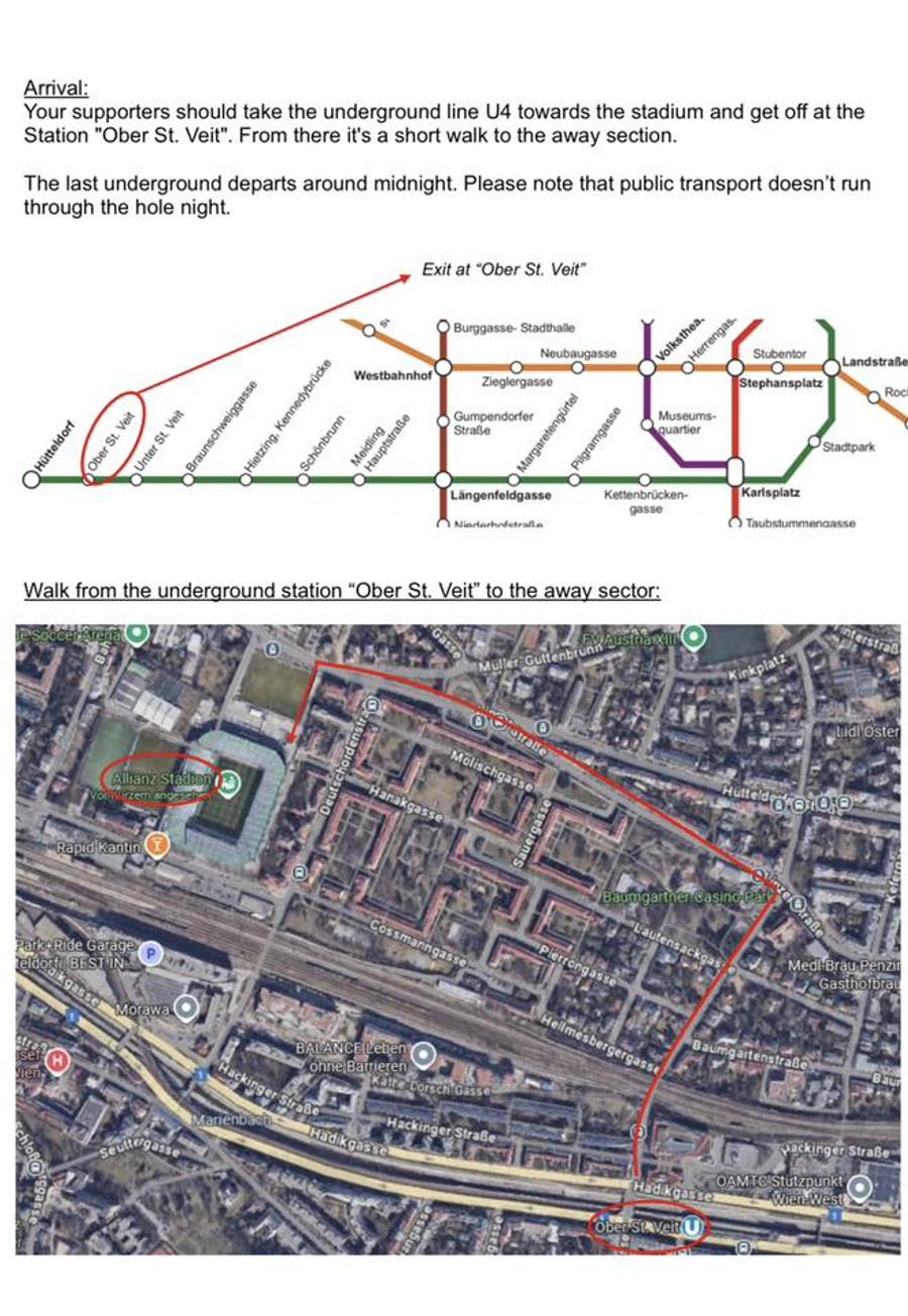 Punctul de întâlnire al fanilor olteni la Viena / foto: Facebook Universitatea Craiova a scris istorie » Victorie uriașă cu Rapid Viena, în Conference League