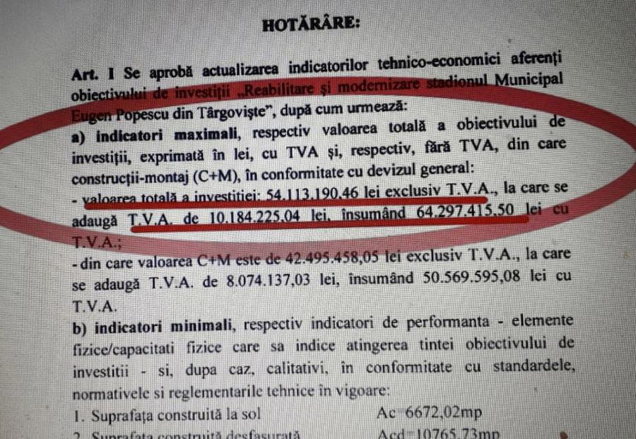 Facsimilele cu primele două costuri anunțate ale investiției 15 milioane € în loc de 6,7 milioane! Singura arenă fără peluze din Superliga a ajuns să coste mai mult decât dublul sumei estimate inițial