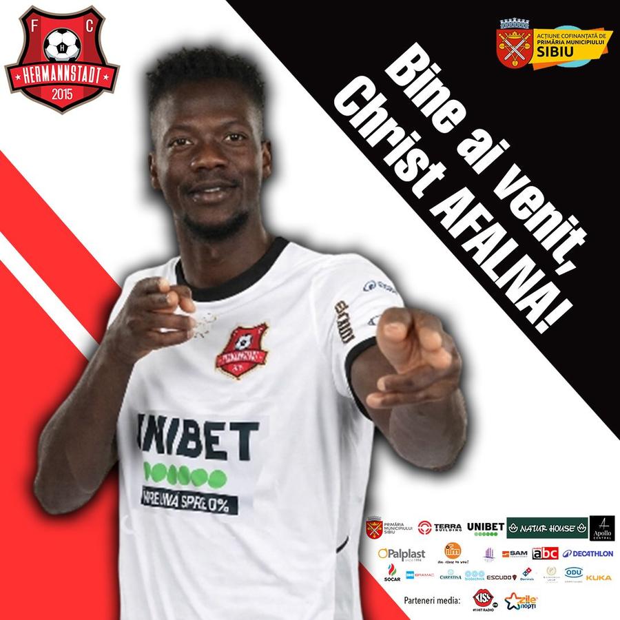 Christ Afalna, prezentat la Hermannstadt Transfer în Superliga! Și-au cedat jucătorul rivalei de la retrogradare: „Bine ai venit!”