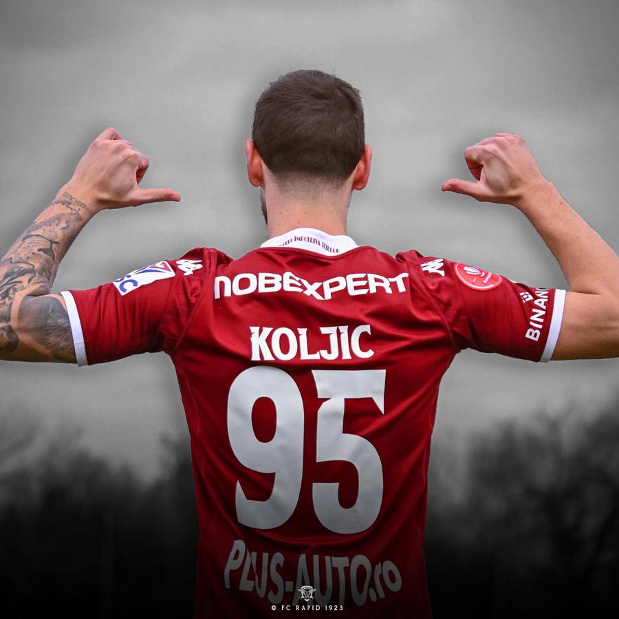 Koljic va purta numărul 95 la Rapid/ Foto: Facebook Rapid Decizia Rapidului în privința lui Koljic » Nu s-a mai întâmplat niciodată în istoria clubului
