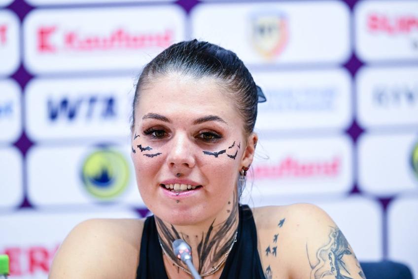 Oleksandra Oliynykova, la conferința de presă din BTarena/Foto: Imago Images