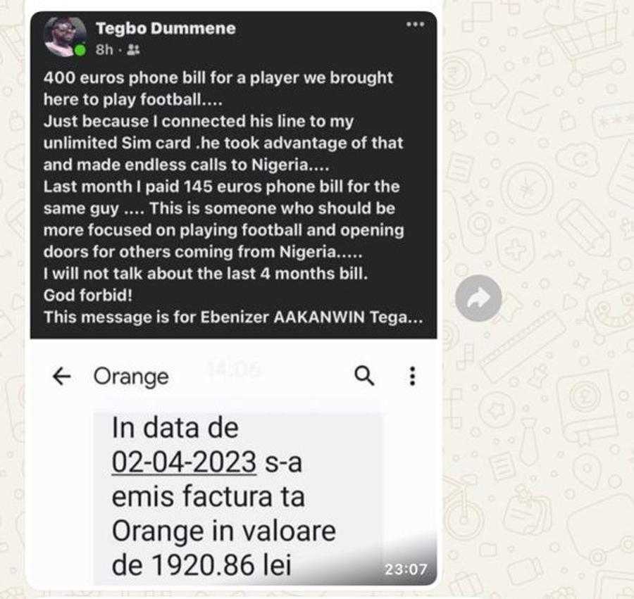 Mesajul tăios postat de Best pe facebook la adresa lui Ebenezer „Rețeaua Nigeria” » AUDIO. „Impresarul” amenință jucătorul african adus în România: „N-o să-ți placă ce-i voi face. Voi merge cu băieții” + Reacția incredibilă a autorului