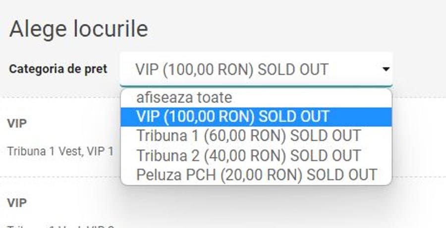 FOTO: Captură @bilete.ro Senzațional: Dinamo - Poli Timișoara e sold-out, cu 5 zile rămase până la meci! Biletele s-au epuizat în 24h