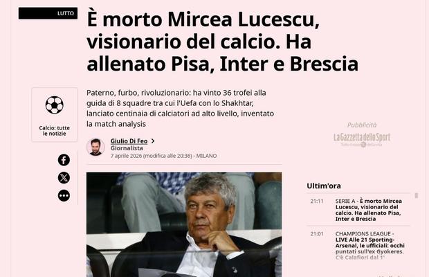 Presa internațională vuiește după decesul lui Mircea Lucescu » Ce scriu marile publicații din întreaga lume