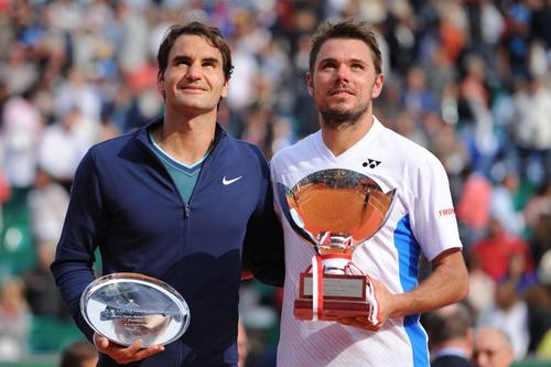 Roger Federer și Stan Wawrinka după finala de la Monte Carlo 2014 Foto: Imago Images