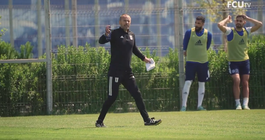 Preparatorul fizic Dan Vasilică, în ipostază de A1 / captură video FCUTV Imaginea care spune tot » Nicolo Napoli, tras pe linie moartă! Pe mâna cui a lăsat Mititelu echipa + caută antrenor străin