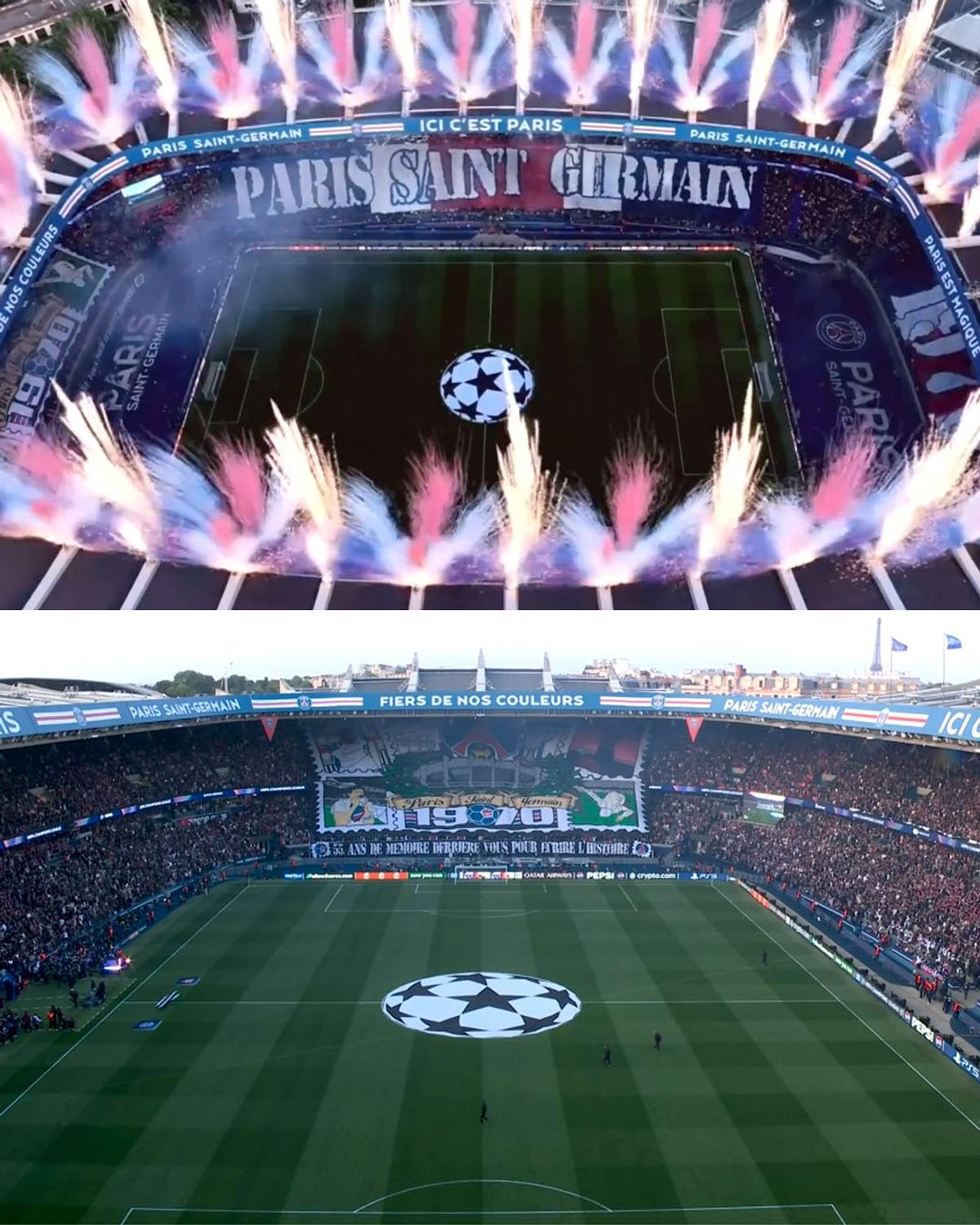 Scenografie spectaculoasă la PSG - Arsenal, pe 3 sferturi de stadion