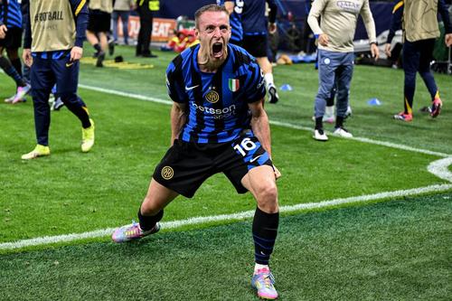Davide Frattesi, aproape desfigurat de bucurie după golul calificării lui Inter în finala Champions League / Foto: Imago