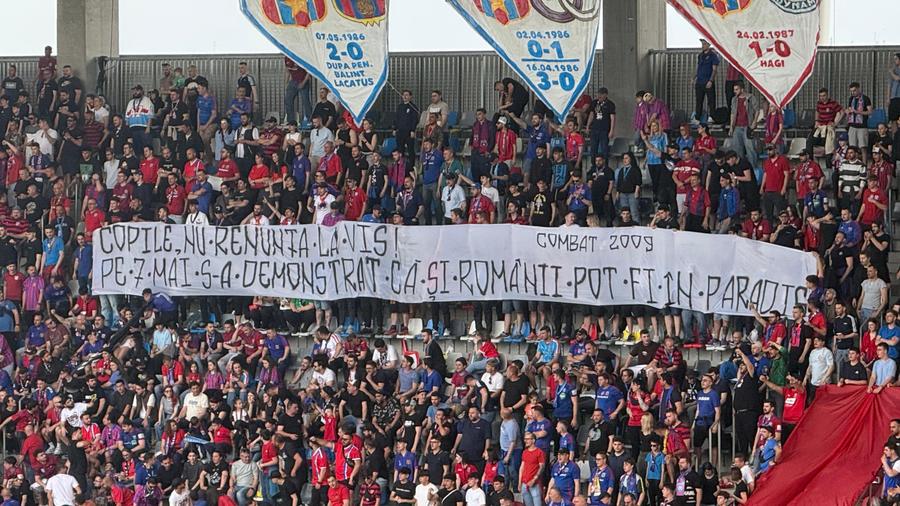 Steaua - Sepsi, banner Combat Sărbătoare la 40 de ani de la finala de la Sevilla » Expoziție auto, show cu lasere, scenografie 3D și atmosferă senzațională