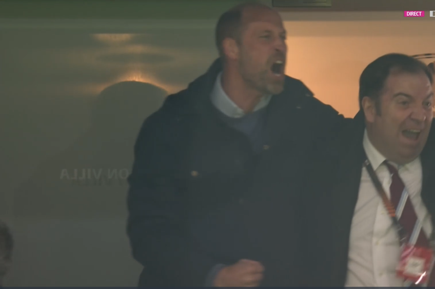 Bucurie regală pe Villa Park! Prințul William a „explodat” după golul lui Aston Villa // Captură FOTO: Digi Sport 1