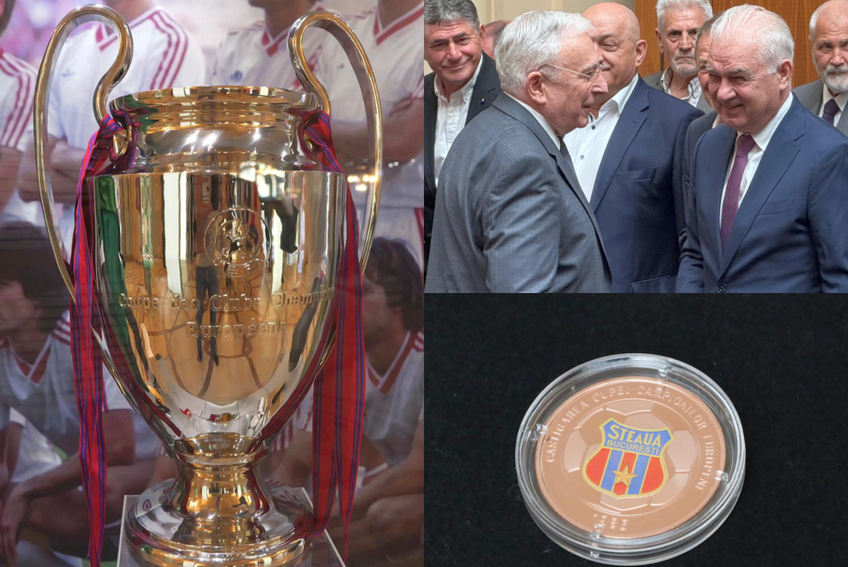 „Steau București, apoi Steaua Budapesta. După finală, întreaga lume a reținut numele campioanei” » Mugur Isărescu le-a înmânat eroilor de la Sevilla monede aniversare, la Palatul BNR