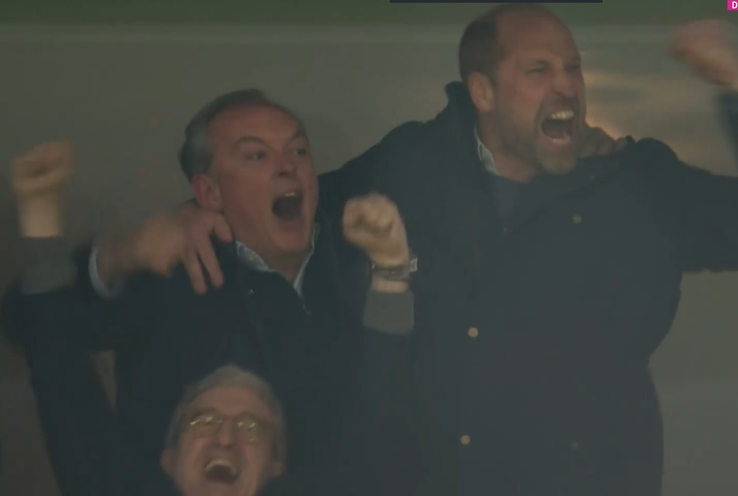 Bucurie regală pe Villa Park! Prințul William a „explodat” după golul lui Aston Villa // Captură FOTO: Digi Sport 1