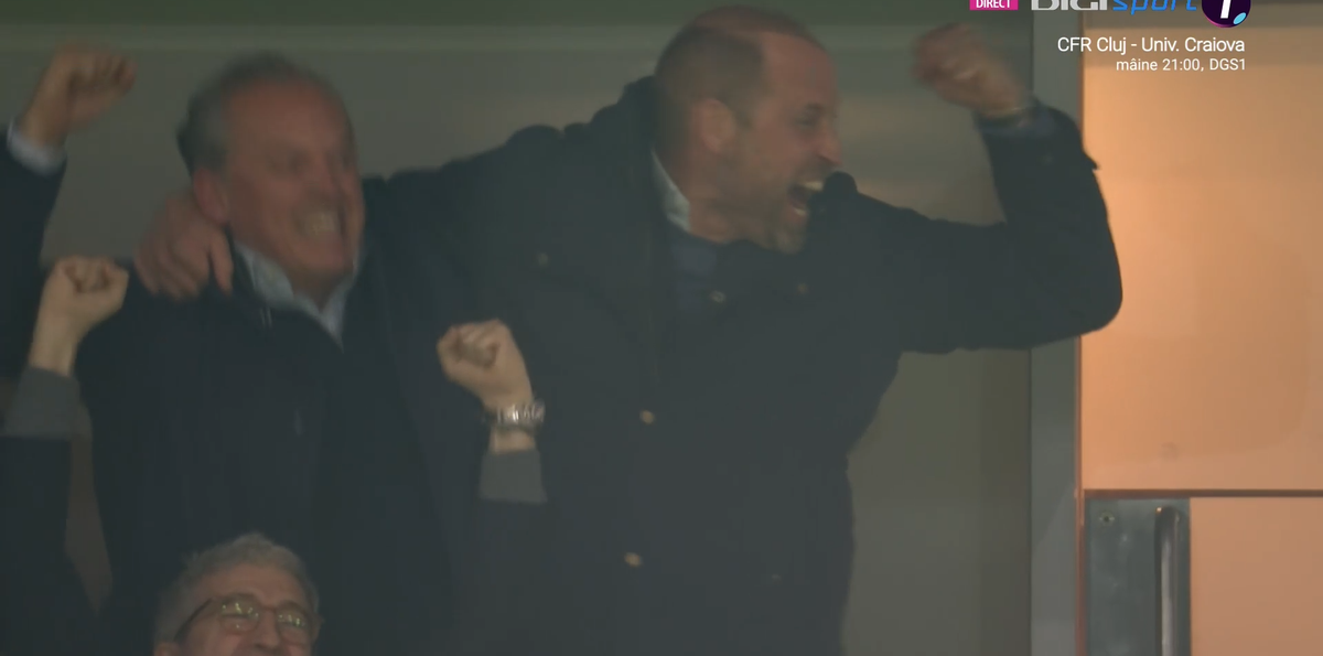 Imagini senzaționale! Prințul William a „explodat” după golul din duelul european dintre două echipe din Premier League