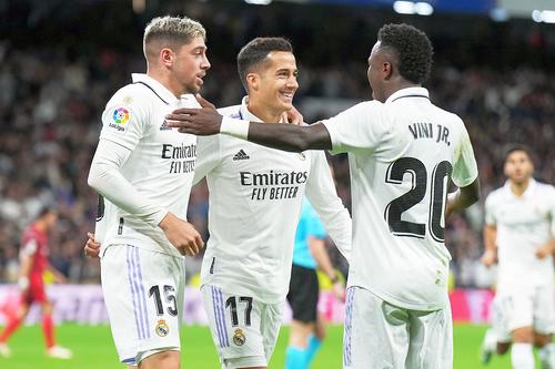 Lucas Vazquez, în centru, sărbătorind un gol marcat de Real Madrid / Foto: Guliver/Gettyimages