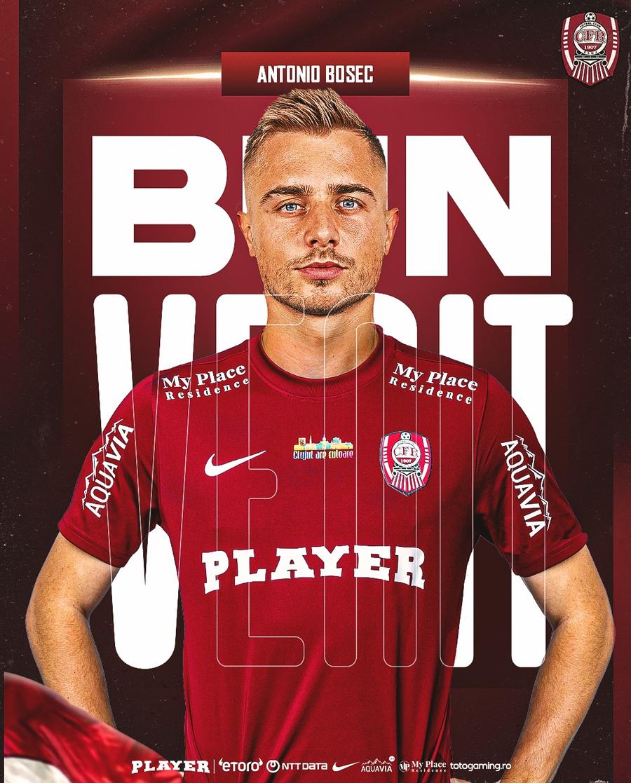 Antonio Bosec a fost prezentat oficial la CFR Cluj Încă un transfer făcut de CFR Cluj! » Al 5-lea jucător adus de echipa lui Dan Petrescu