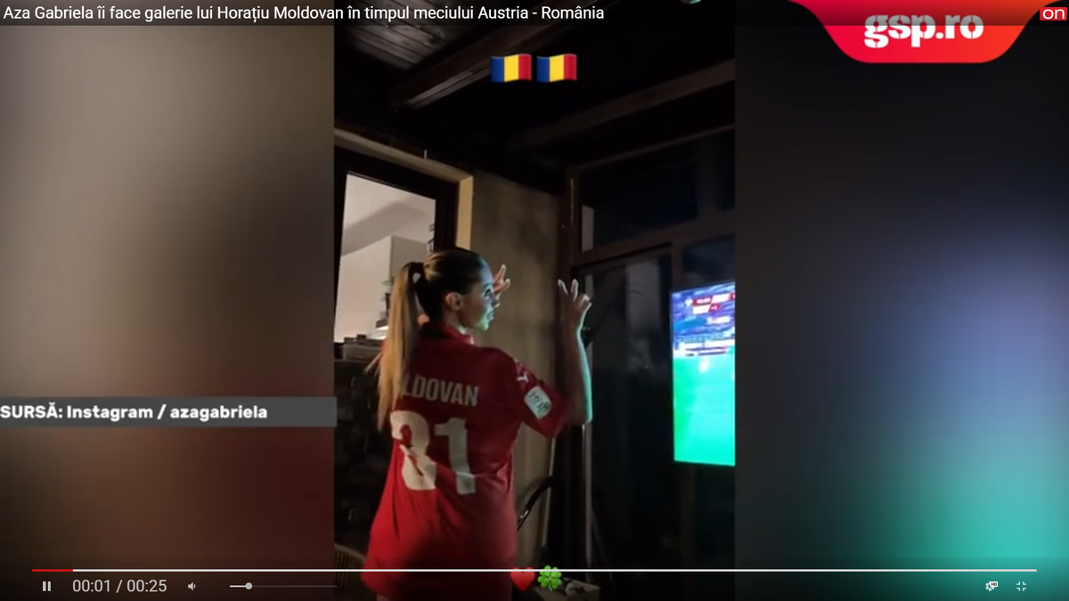Aza Gabriela a sărbătorit prestația lui Horațiu Moldovan din prima repriză a meciului Austria - România