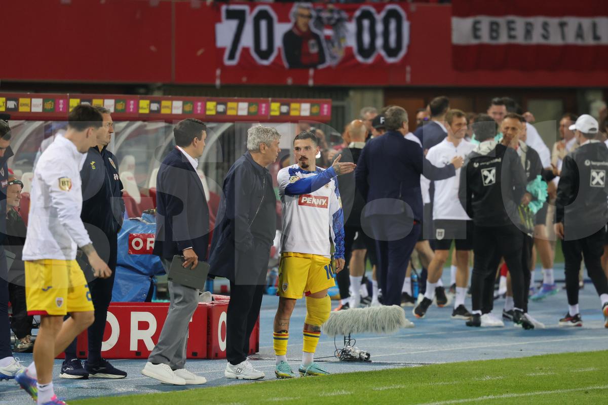 Ce s-a întâmplat imediat după fluierul final din Austria - România: cadre cu Lucescu, Stanciu și Burleanu
