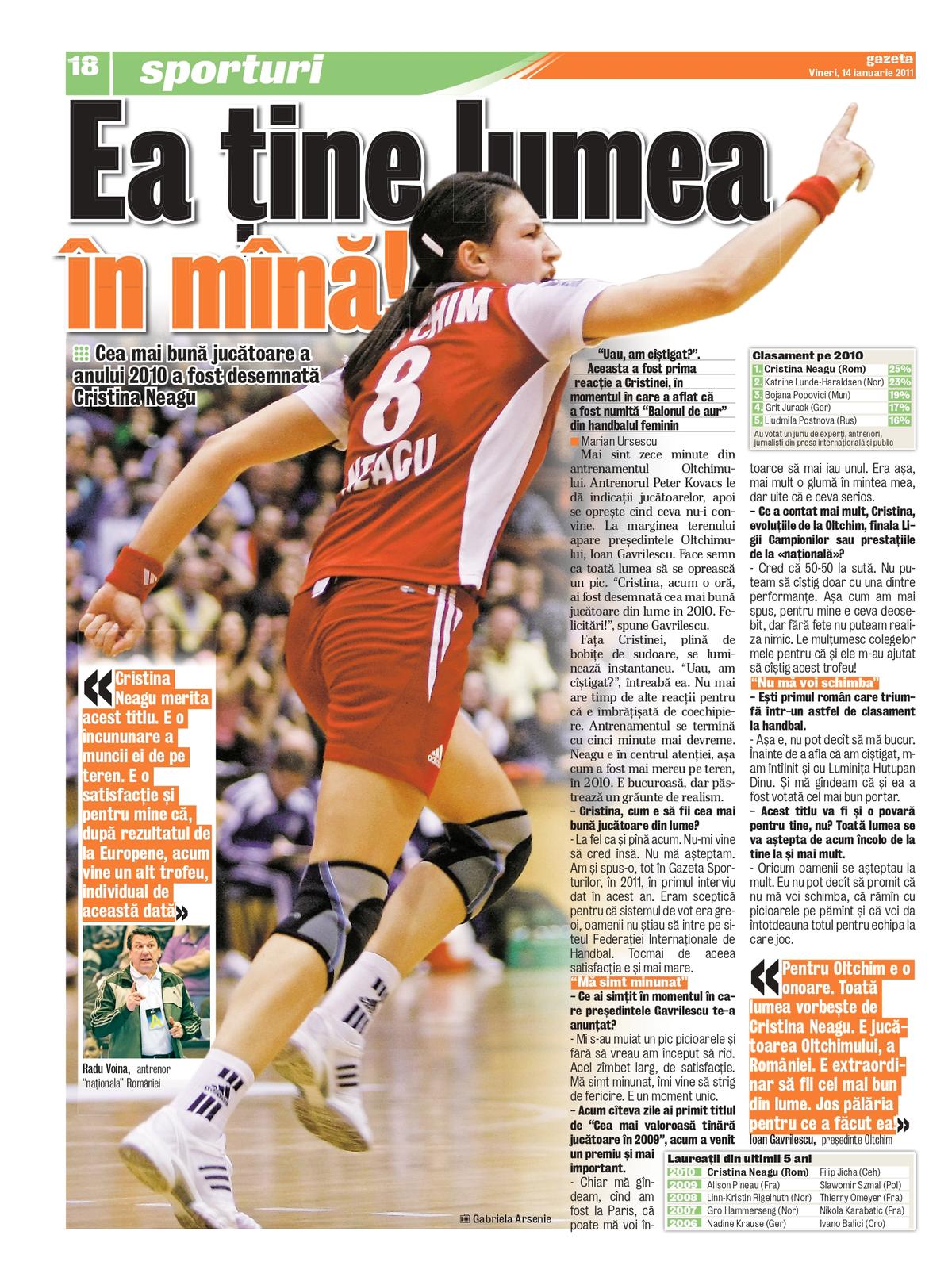 Cristina Neagu, pagini Gazeta Sporturilor
