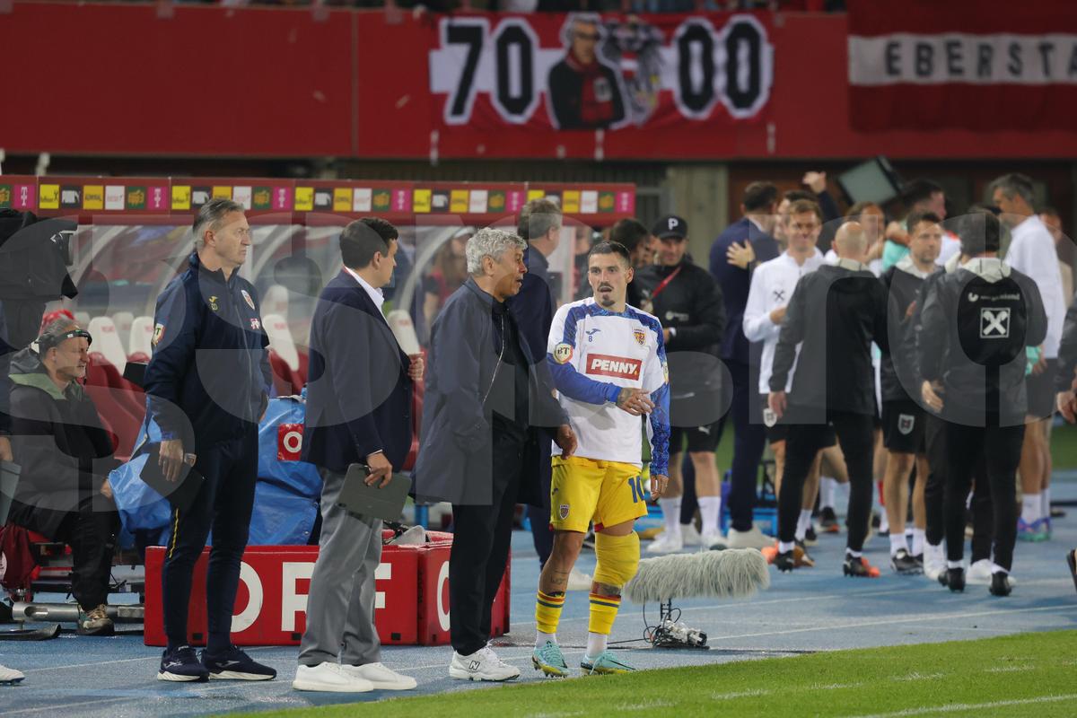 Ce s-a întâmplat imediat după fluierul final din Austria - România: cadre cu Lucescu, Stanciu și Burleanu
