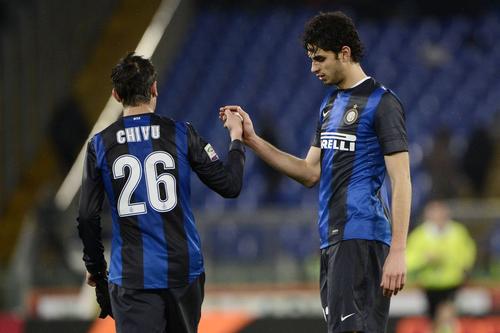 Cristi Chivu și Andrea Ranocchia în ianuarie 2013, într-un meci AS Roma - Inter / Foto: Imago