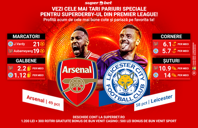 Premier League te așteaptă cu cele mai tari Pariuri Speciale pentru SuperDerby-ul zilei: Arsenal-Leicester!