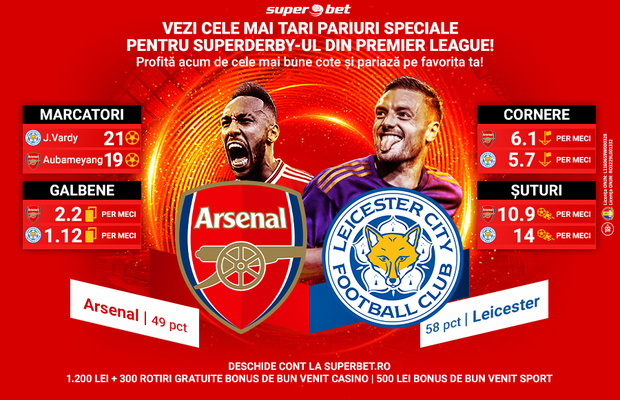 Premier League te așteaptă cu cele mai tari Pariuri Speciale pentru SuperDerby-ul zilei: Arsenal-Leicester!