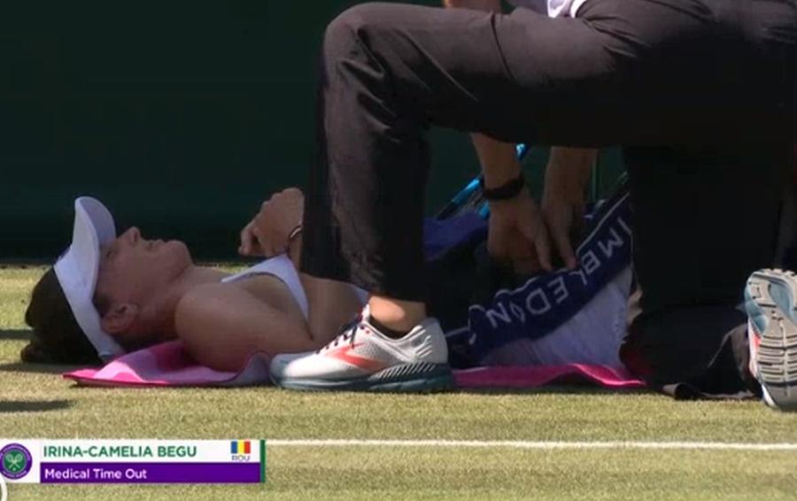 FOTO: Captură TV @Eurosport 1 Irina Begu, eliminată în turul secund de la Wimbledon » Accidentată, n-a avut nicio șansă în fața rusoaicei Blinkova