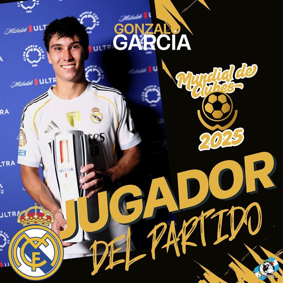 Gonzalo Garcia a fost desemnat „Superior Man of the Match” în Real Madrid - Dortmund 3-2 din „sferturi” / Foto: X Golgheterul Realului provine din familia „Zeiței Iubirii” de la Hollywood! » A avut bunic toreador și chirurg, unchiul a fost un rugbyst celebru, iar vârful „operează” apărătorii