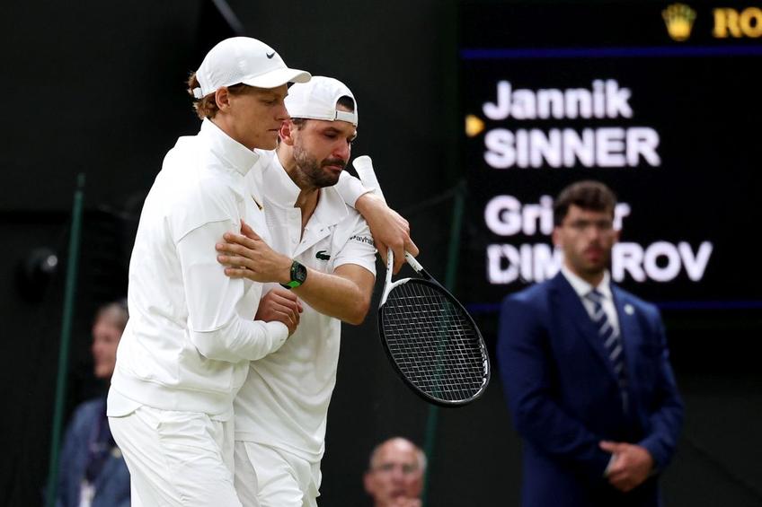 Grigor Dimitrov, ajutat de Jannik Sinner să ajungă la banca lui/Foto: Getty Images