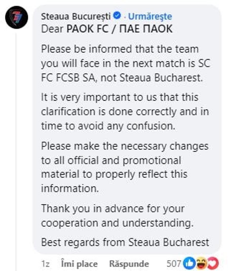 Steaua s-a sesizat » „Militarii” au vrut să-i pună la punct pe grecii de la PAOK: „Este foarte important, vă rugăm”
