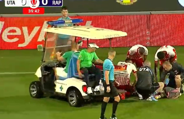 A ieșit pe targă în prima repriză din UTA Arad - Rapid