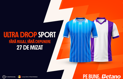 Ultra Drop pe „meciul fără egal”: 27 de lei freebet la U. Craiova – FC Argeș