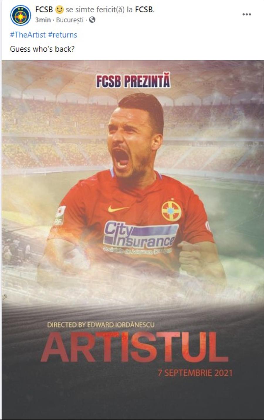 Constantin Budescu a revenit la FCSB! Clubul a făcut anunțul oficial