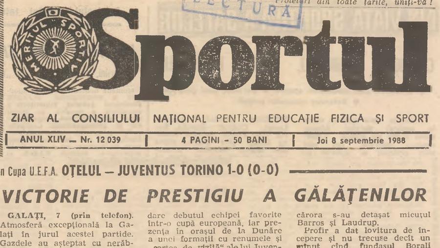 Prima pagină din „Sportul”, după Oțelul - Juventus „Fan comunism n-am fost niciodată, dar...” » MM Stoica a reacționat, la 35 de ani de la un meci istoric pentru fotbalul românesc