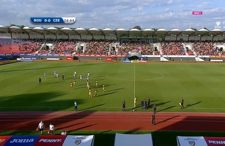 FOTO: Captură TV @Digi Sport 1 Costin Curelea, debut victorios pe banca naționalei U20 » Goluri frumoase marcate de Radaslavescu și Doru Andrei
