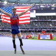 Hunter Woodhall și bucuria sa de după cursă FOTO Guliver/GettyImages