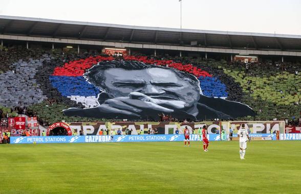 Scenografie scandaloasă înaintea derby-ului Serbiei » Chipul criminalului de război Ratko Mladic, afișat în peluza Stelei Roșii