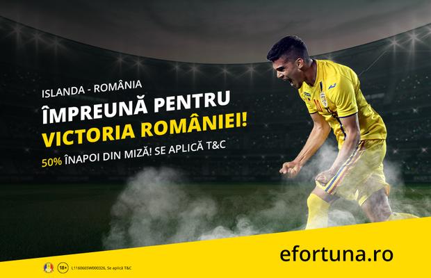 O nouă promoție tare Fortuna cu România vs Islanda în filmul anului pentru noi
