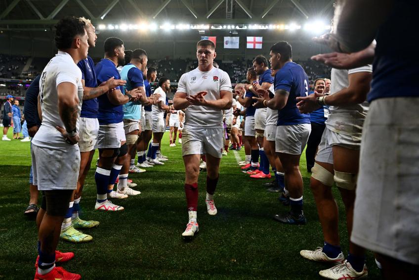Owen Farrell (32 de ani) a contribuit cu 8 puncte în victoria obținută de Anglia contra naționalei din Samoa, scor 18-17, în ultimul meci al grupei D de la Cupa Mondială de rugby.