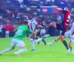 Giroud blocându-l pe Pușcaș în minutul 104
