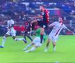 Giroud blocându-l pe Pușcaș în minutul 104