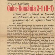 Cronica meciului Cuba - România 2-1