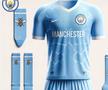 Manchester City - „cetățenii” au fost confundați cu cei de la Brentford. Prin urmare, pe fiecare jambieră apare câte o albinuță.