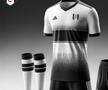 Fulham - apare o dungă neagră de dimensiuni mari, care străbate tricoul, de la stânga la dreapta. O mulțime de punctulețe negre acoperă mai multe din zonele albe ale tricoului.