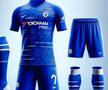 Chelsea - tricoul original, care aduge un omagiu celui din sezonul 1997-1998, este înlocuit de unul presărat cu linii albe și roșii.