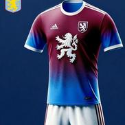 Aston Villa - pe pieptul celor de la Aston Villa apare un leu, simbolul clubului, prezent și pe siglă. Dacă pe echipamentul original, albastrul apare pe mâneci, iar restul tricoului este maro, în noul echipament, culorile se contopesc.