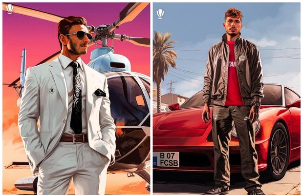 Coman, Ivan și Moldovan, „transportați” în Vice City » Cum arată vedetele Superligii trecute prin „filtrul” GTA 6