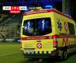 Urcat în ambulanță și transportat la spital, după ce s-a prăbușit pe gazon în Petrolul - Craiova! Primele informații despre starea fotbalistului