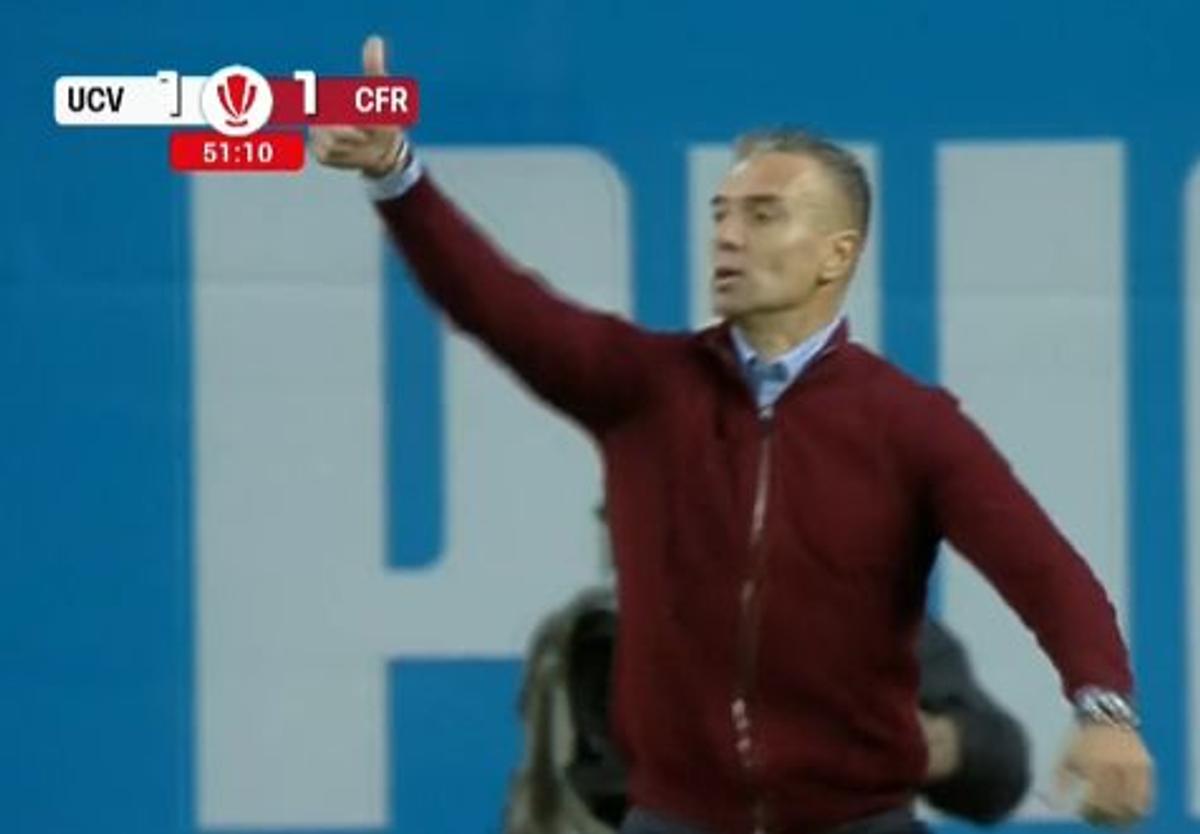 Reacția lui Daniel Pancu după golul lui Louis Munteanu în Craiova - CFR Cluj