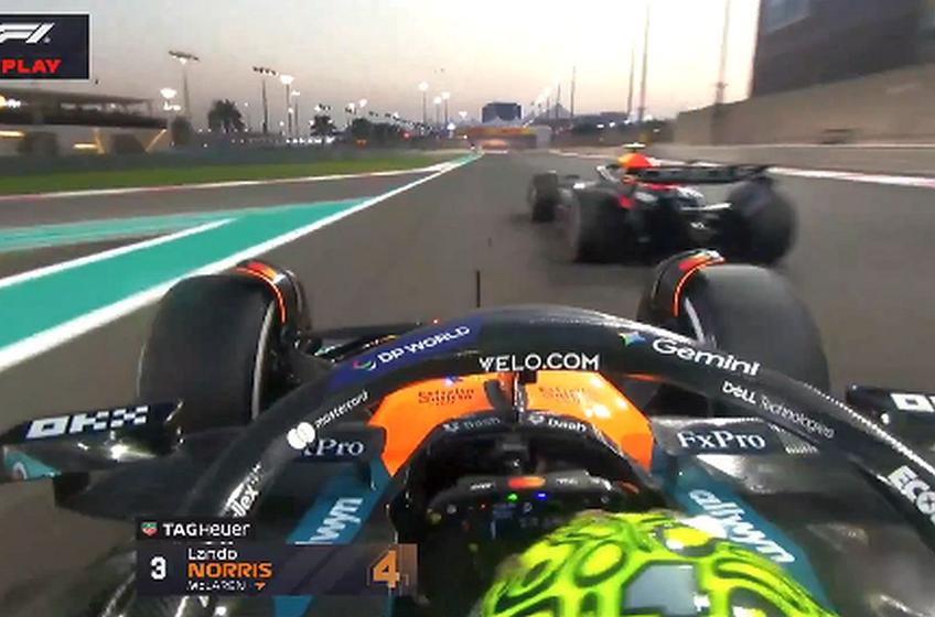 Lando Norris, în momentul depășirii lui Yuki Tsunoda